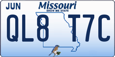 MO license plate QL8T7C