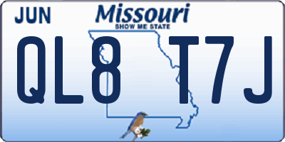 MO license plate QL8T7J