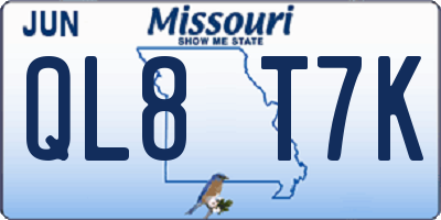 MO license plate QL8T7K