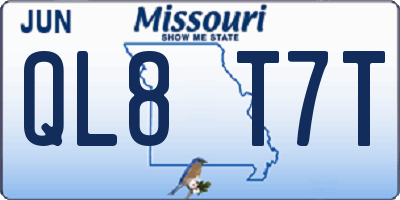 MO license plate QL8T7T