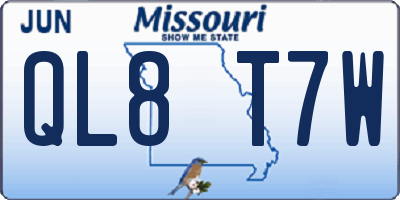 MO license plate QL8T7W