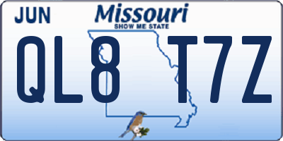 MO license plate QL8T7Z
