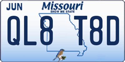 MO license plate QL8T8D