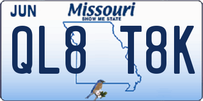 MO license plate QL8T8K