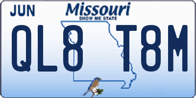 MO license plate QL8T8M