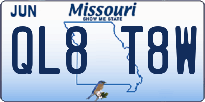 MO license plate QL8T8W