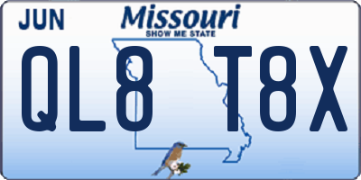 MO license plate QL8T8X