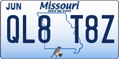 MO license plate QL8T8Z