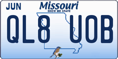 MO license plate QL8U0B