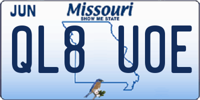 MO license plate QL8U0E