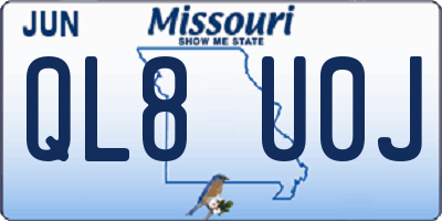 MO license plate QL8U0J
