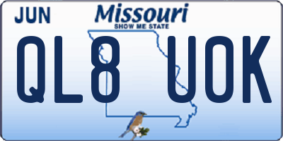 MO license plate QL8U0K