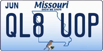 MO license plate QL8U0P