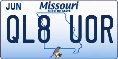 MO license plate QL8U0R