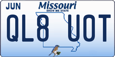 MO license plate QL8U0T
