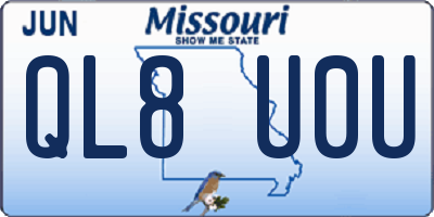 MO license plate QL8U0U