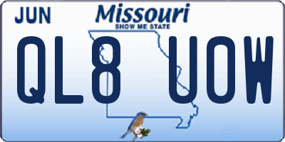 MO license plate QL8U0W