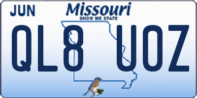 MO license plate QL8U0Z