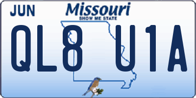 MO license plate QL8U1A