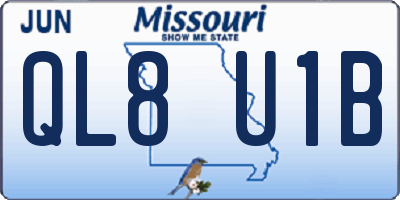 MO license plate QL8U1B