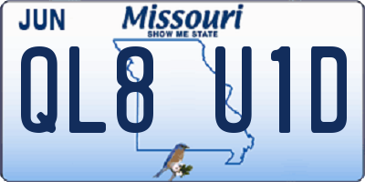 MO license plate QL8U1D