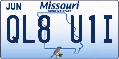 MO license plate QL8U1I
