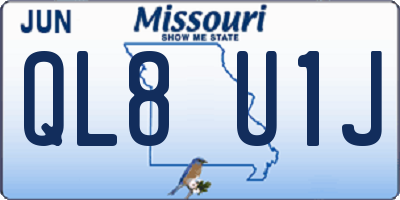 MO license plate QL8U1J