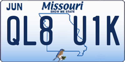 MO license plate QL8U1K