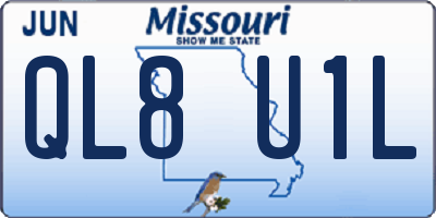 MO license plate QL8U1L
