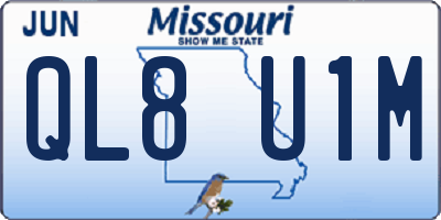 MO license plate QL8U1M