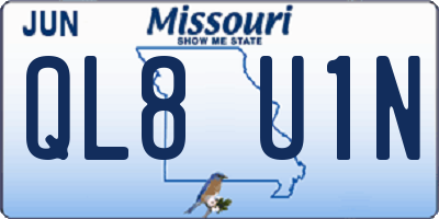 MO license plate QL8U1N