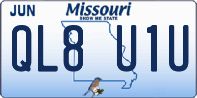 MO license plate QL8U1U