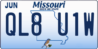 MO license plate QL8U1W