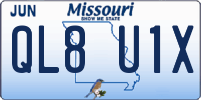 MO license plate QL8U1X