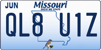 MO license plate QL8U1Z