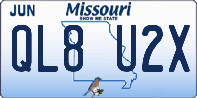 MO license plate QL8U2X