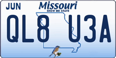 MO license plate QL8U3A