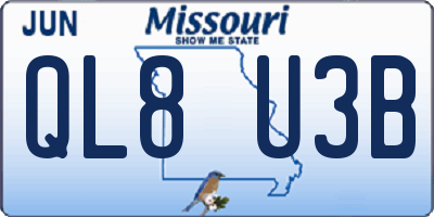 MO license plate QL8U3B