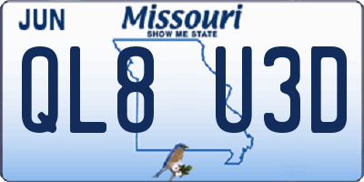 MO license plate QL8U3D