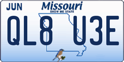 MO license plate QL8U3E
