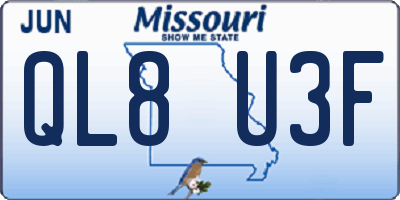 MO license plate QL8U3F