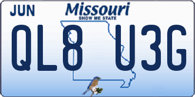 MO license plate QL8U3G