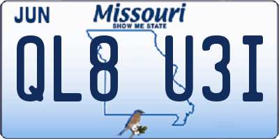MO license plate QL8U3I