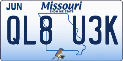 MO license plate QL8U3K