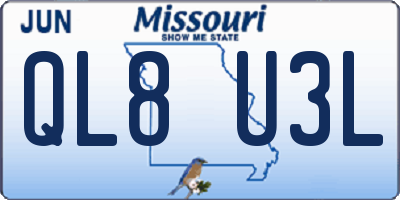 MO license plate QL8U3L