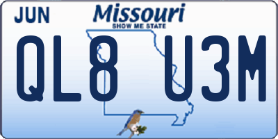 MO license plate QL8U3M