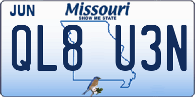 MO license plate QL8U3N