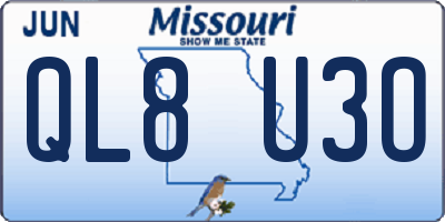 MO license plate QL8U3O