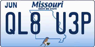 MO license plate QL8U3P