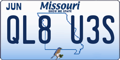 MO license plate QL8U3S